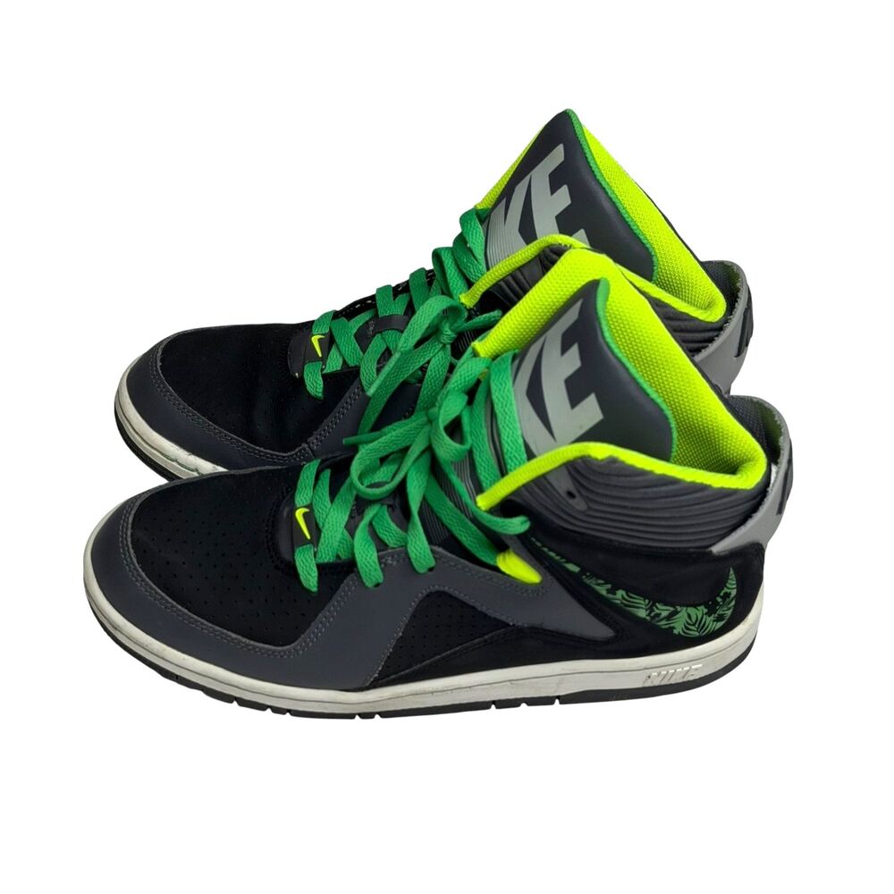Nike Court Invader High Top Sneakers Basketball Shoes Boys Gray Green 7 Y - Picture 2 of 14